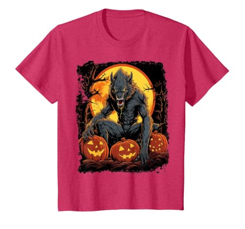 FrightNightFits Werewolf Orange Halloween T-Shirt - size chart