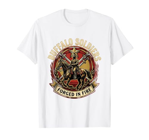Mademark Buffalo Soldiers Forged in Fire Military Tribute T-Shirt - size chart