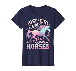 Funny Horse Lovers Just a Girl Who Loves Horses T-Shirt - size chart