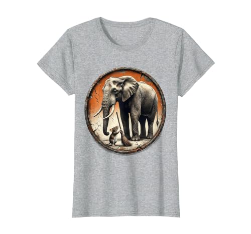 Mademark Mouse Hands Elephant a Tiny Broom Funny Animal Art T-Shirt - Women - size chart