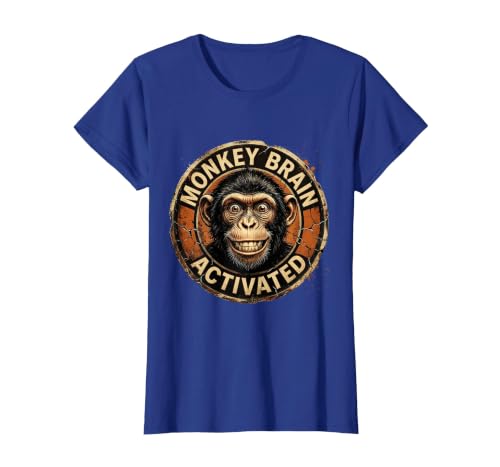 Mademark Monkey Brain Activated Funny Primate Design T-Shirt - Women - size chart