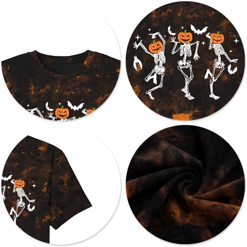 CAZYCHILD Halloween Shirts for Men Funny Halloween Pumpkin Shirt Dancing Skeleton Tee - size chart