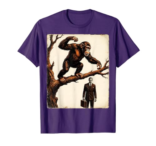 Mademark Monkey Flinging Poo at Businessman Graphic T-Shirt - Men - size chart