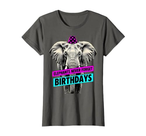 Mademark Elephants Never Forget Birthdays Funny Design T-Shirt - Women - size chart