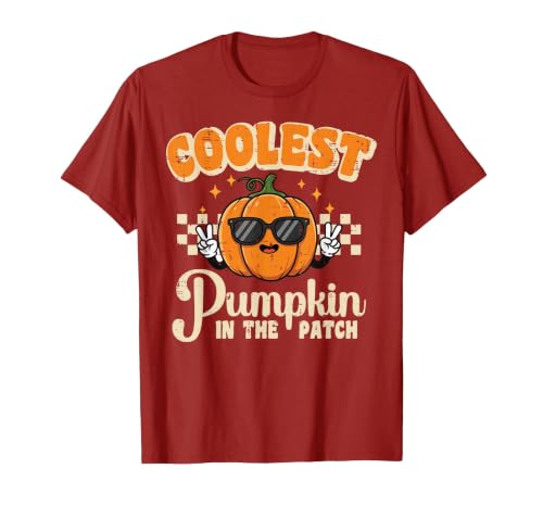 Halloween Shirts For Women Men Kids Boys Girls Halloween Coolest Pumpkin in Patch Costume Boys Kids Youth T-Shirt - size