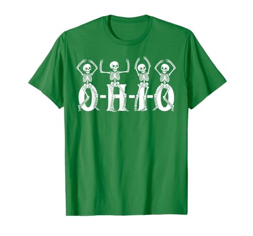 Funny O-H-I-O State Skeleton Halloween Funny O-H-I-O State Skeleton Ohio Halloween Vintage Vibe Fun T-Shirt - size chart