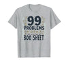 Mademark Ghost & Spirits - Ghost (99 Problems All) T-Shirt - size chart