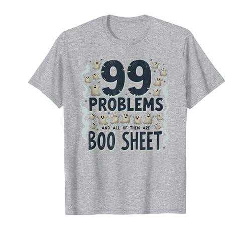 Mademark Ghost & Spirits - Ghost (99 Problems All) T-Shirt - size chart