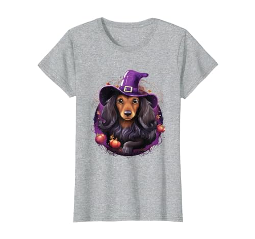 Dachshund Lovers Halloween Costume Cute Witch Funny Dachshund Halloween Costume Dog Lover T-Shirt - size chart