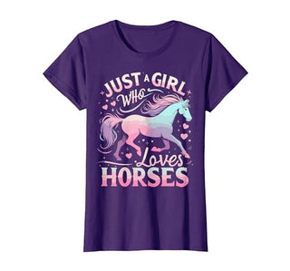 Funny Horse Lovers Just a Girl Who Loves Horses T-Shirt - size chart