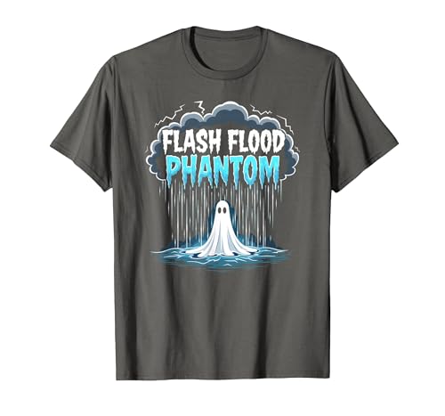 Mademark Halloween Weather Flash Flood Phantom Spooky Storm T-Shirt - size chart