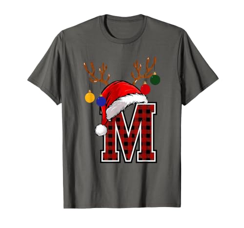 Christmas Buffalo Plaid Alphabet Tees Letter M Name Initial Buffalo Plaid Alphabet Monogram T-Shirt - size chart