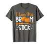 Match Halloween Couple Costumes I Love His Broomstick I Love Her Pumpkins T-Shirt - size chart