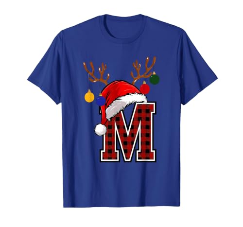Christmas Buffalo Plaid Alphabet Tees Letter M Name Initial Buffalo Plaid Alphabet Monogram T-Shirt - size chart