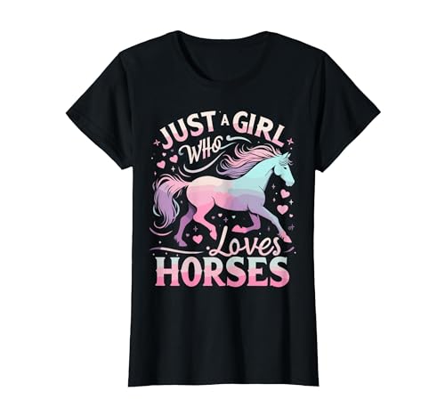 Funny Horse Lovers Just a Girl Who Loves Horses T-Shirt - size chart
