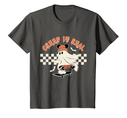 Halloween Creep it Real Vintage Ghost CKTEE2 Vintage Halloween Creep It Real Mouse Ghost Boy Fall Season T-Shirt - size chart