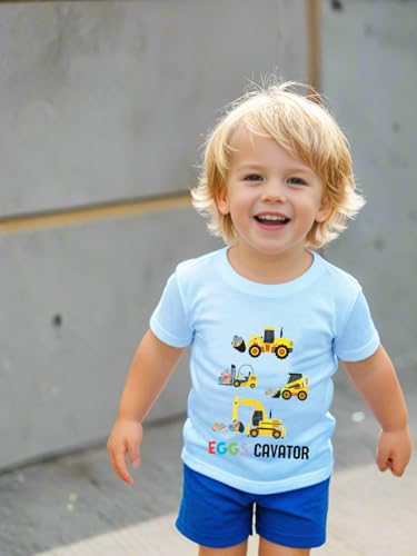Easter Day Gift for Toddler Boy Baby Girl Tractor Loving Bunny T-Shirt — design detail
