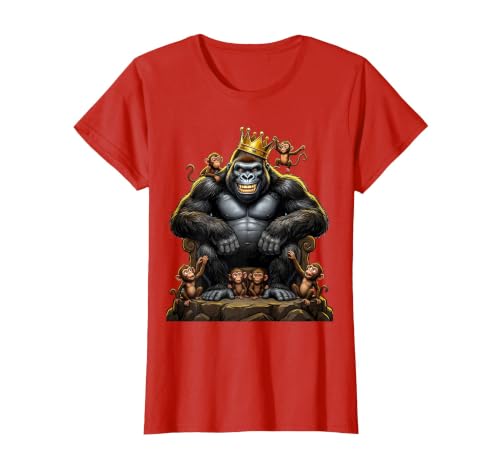 Mademark King Gorilla Dad Surrounded by Little Monkeys T-Shirt - Women - size chart