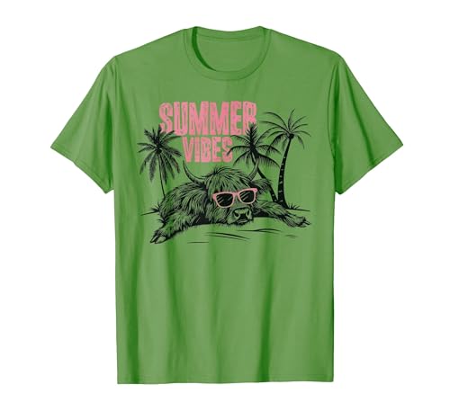 Summer vibes Highland cow t -shir t Summer Vibes Highland Cow T-Shirt - size chart