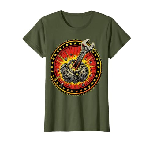 Mademark Monkey Wrench in the Gears Graphic Design T-Shirt - Women - size chart
