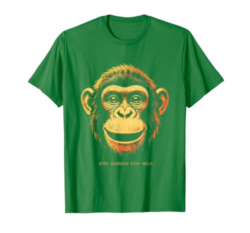 Mademark Stay Curious Stay Wild Monkey Graphic Design T-Shirt - Men - size chart