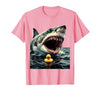 Mademark Shark Chasing Rubber Duck Funny Ocean Design T-Shirt - size chart