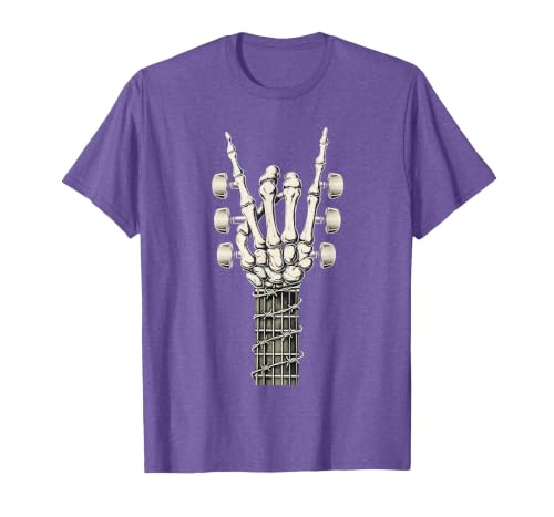 Rock and Wear Gifts Men Women Kids Skeleton Guitar Hand Rock On Guitarist Rock Band Music T-Shirt - size chart
