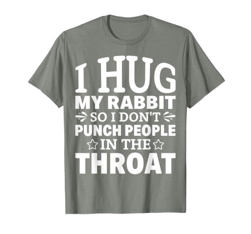 I Hug My Rabbit I Easter Bunny Design Lionhead Rabbit T-Shirt — design detail