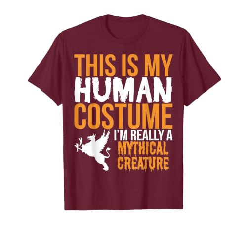 This is My Human Costume Mythical Creature - Halloween Funny T-Shirt - size chart