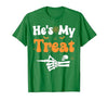 She's My Trick He's My Treat Halloween Couple Tees He's My Treat Skeleton Couples Matching Couple Halloween T-Shirt - size