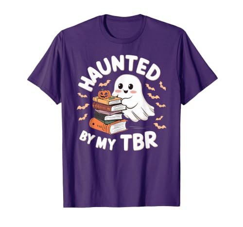 Halloween Student Books Lovers Haunted By My TBR Haunted By My TBR Cute Ghost Book Reading Teacher Halloween T-Shirt - size