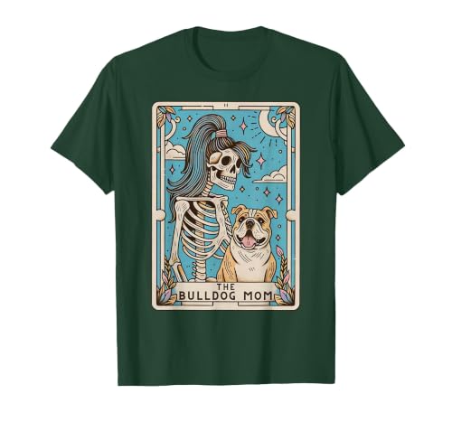 The Bulldog Mom Tarot Card Halloween Women Men Kid Retro Funny The Bulldog Mom Tarot Card Skeleton Halloween T-Shirt - size