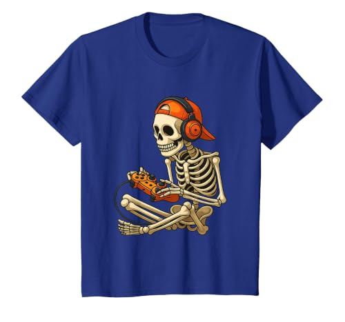 VibeKilla Video Game Halloween Skeleton Gamer Costume T-Shirt - size chart