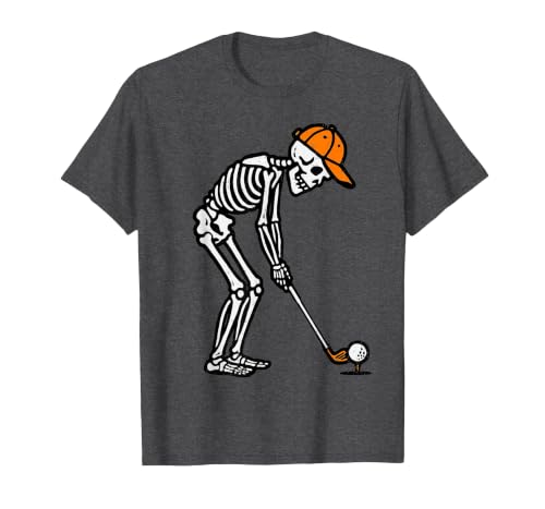 Halloween Tees for Women Men Kids Skeleton Golf Halloween Golfer Costume Dad Mens Boys Kids T-Shirt - size chart