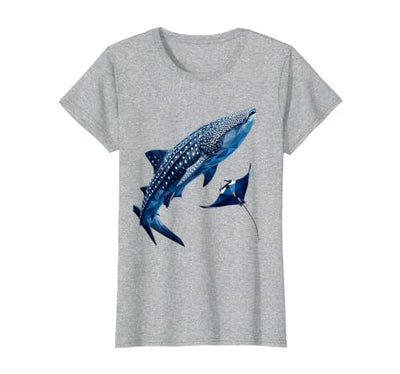 Whale Shark and Manta Ray Ocean Illustration T-Shirt