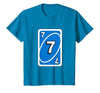 UNO Halloween Blue 7" Card T-Shirt - size chart
