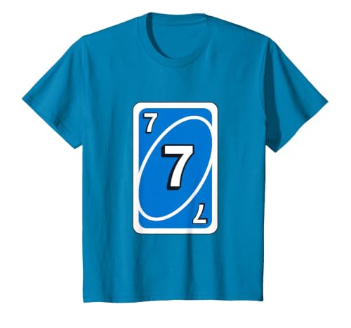 UNO Halloween Blue 7" Card T-Shirt - size chart
