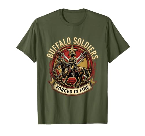 Mademark Buffalo Soldiers Forged in Fire Military Tribute T-Shirt - size chart