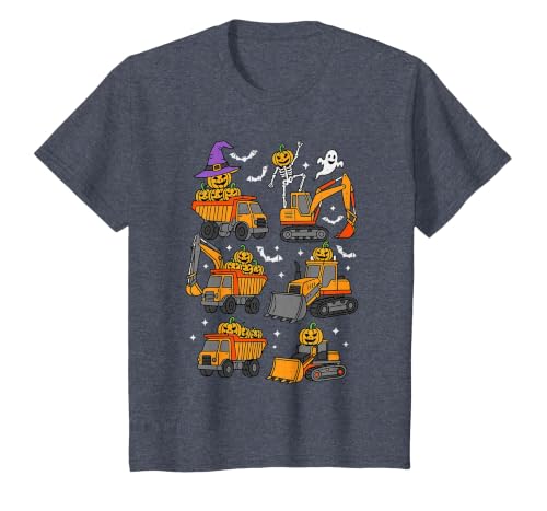 Halloween Tees for Women Men Kids Construction Trucks Excavator Spooky Halloween Toddler Kids T-Shirt - size chart