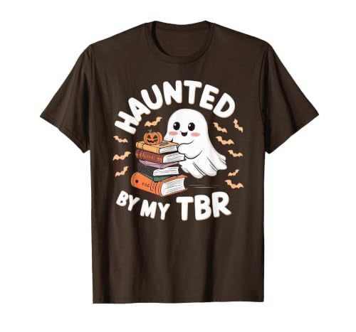 Halloween Student Books Lovers Haunted By My TBR Haunted By My TBR Cute Ghost Book Reading Teacher Halloween T-Shirt - size