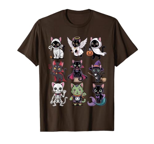 Halloween Cat Apparel Halloween Cat T-Shirt - Spooky Kittens Costume T-Shirt - size chart
