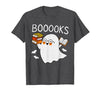 Halloween Tees for Women Men Kids Booooks Ghost Reading Halloween Library Librarian Teacher T-Shirt - size chart