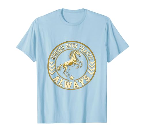 Mademark Horses Over Traffic Always Equestrian Design T-Shirt - Men - size chart
