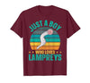 Sea Lamprey Fish Quote Just a boy who Loves Lampreys Quote for a Lamprey Boy T-Shirt - size chart