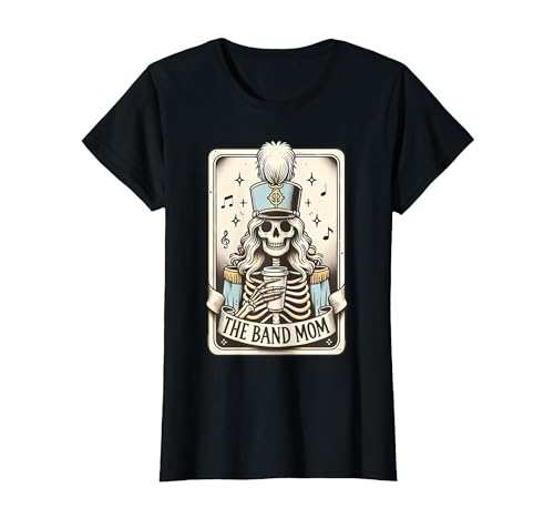 Marching Band Mom Tarot Card Skeleton Halloween Marching Band Mom Tarot Card Skeleton Mom Musical Instrument T-Shirt - size