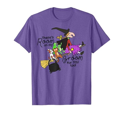 Funny Teacher Witch Tee Shirt There's Room On My Broom for You Too Teacher T-Shirt - size chart
