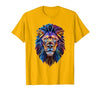 Psychedelic Jungle Glow Animal Art Glow Lion Head Art Psychedelic Jungle Animal Face T-Shirt - size chart
