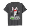 Bunny Gym Rabbit Weights Installing Muscles T-Shirt — design detail
