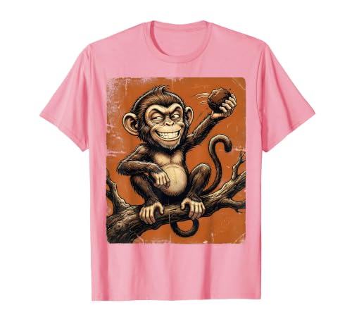 Mademark Smug Monkey Throwing Poop Funny Graphic T-Shirt - Men - size chart