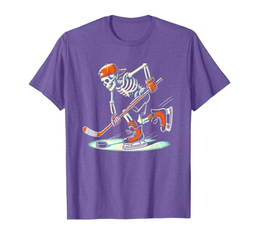 Halloween Costume For Hockey Lovers Funny Skeleton Hockey Halloween for Ice Hockey Lovers T-Shirt - size chart